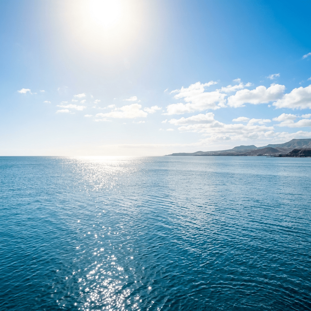 Calm ocean under bright sunshine
